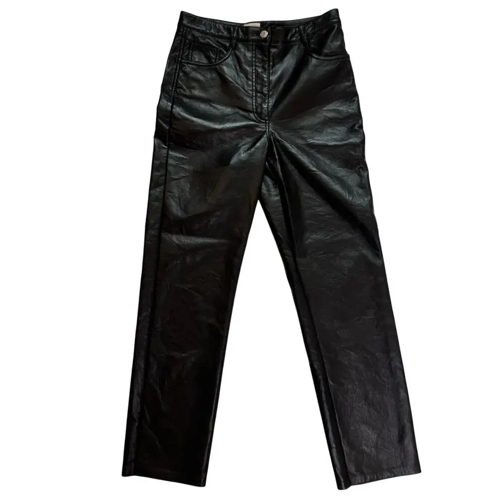 Wilfred Aritzia Melina Faux Leather Pants Black Women’s 8 Minimalist Futurism - Picture 3 of 16